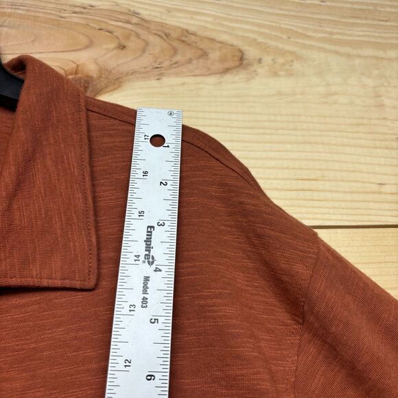 Lucky Brand Shirt Large Orange Button Up Knit Long Sleeve - Picture 6 of 11